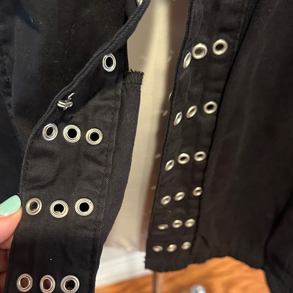 Live a Little Sz 3X Black Grommets Utility Jacket • NEW! - Picture 2 of 10